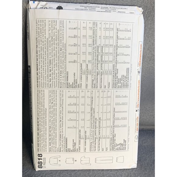 Simplicity Girls Jacket Vest Skirt Pants Sewing Pattern Sz 7-14 8818 - Uncut - Picture 3 of 4